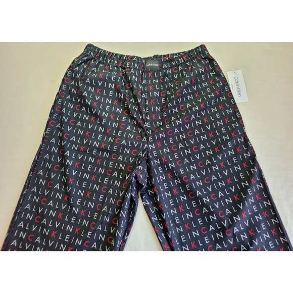 CALVIN KLEIN Fleece Pajama Lounge Sleep Pants Large Black Allover Logo MSRP$42 - Picture 5 of 8
